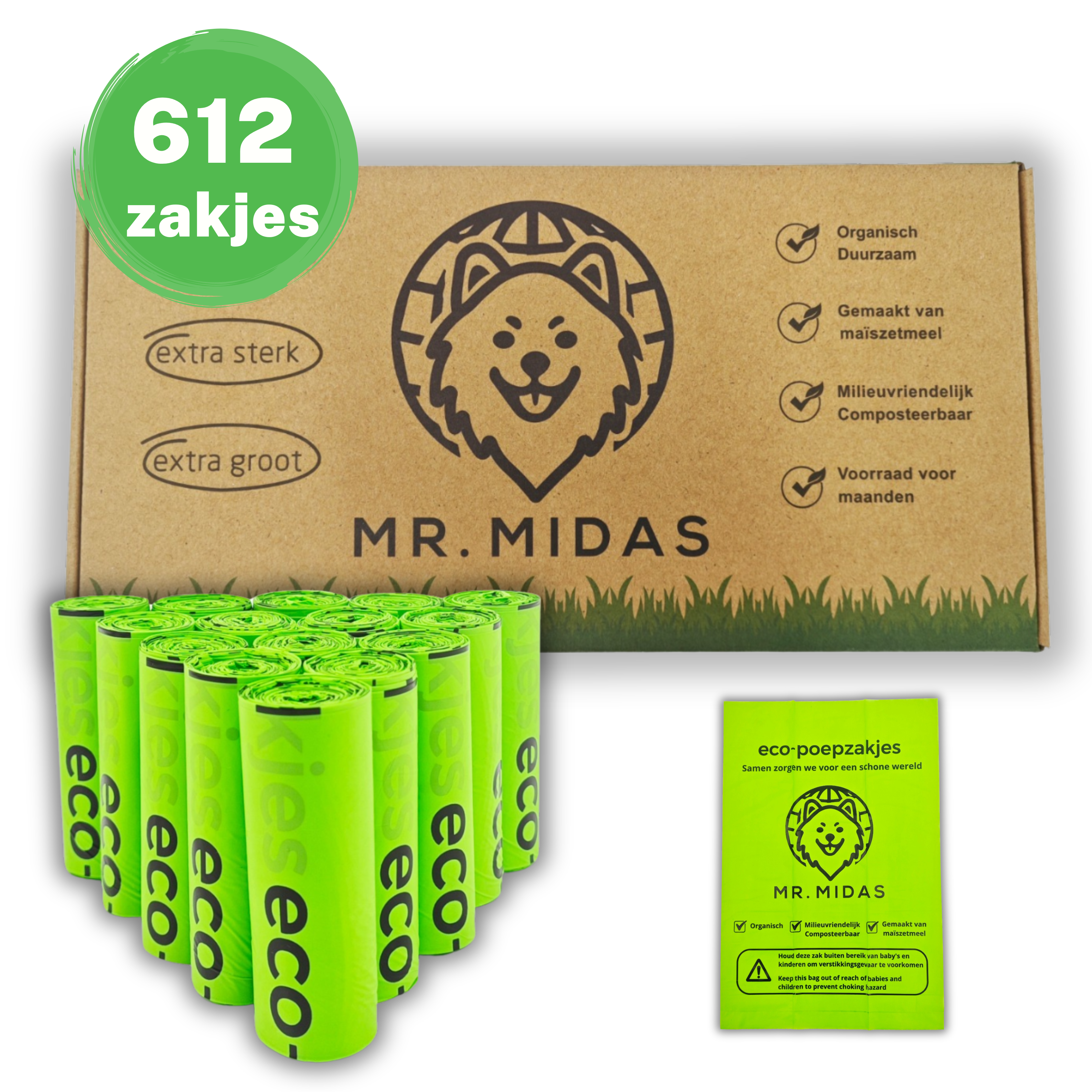 Hondenpoepzakjes 612 stuks - 100% Biologisch afbreekbaar - extra stevig